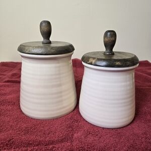 Cottage Cream and Brown Kitchen Canisters